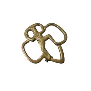 2/$15 Vintage Brownie Girl Scouts Pin Gold Abstract Brooch